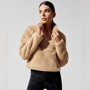 Alo Yoga Women's Shanti Half Zip Sherpa Jacket in Camel (S)